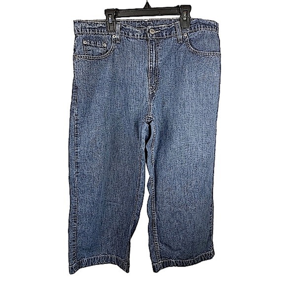 Levi's 577 Highrise Loose Fit Crop Ladies Size 14 Jeans Medium Wash 100% Cotton - Picture 4 of 10